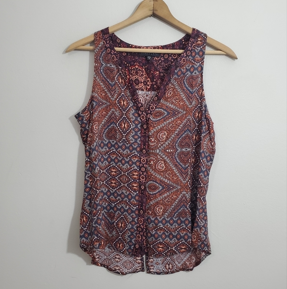 Anthro Sanctuary Geometric Print Button Down Tank Top